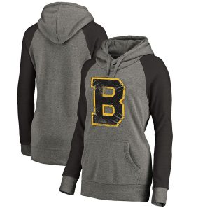 Boston Bruins Women’s Hometown Collection Tri-Blend Raglan Hoodie – Heathered Gray