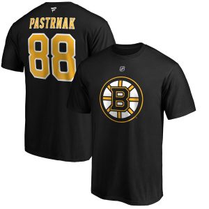 David Pastrnak Boston Bruins Team Authentic Stack Name & Number T-Shirt – Black